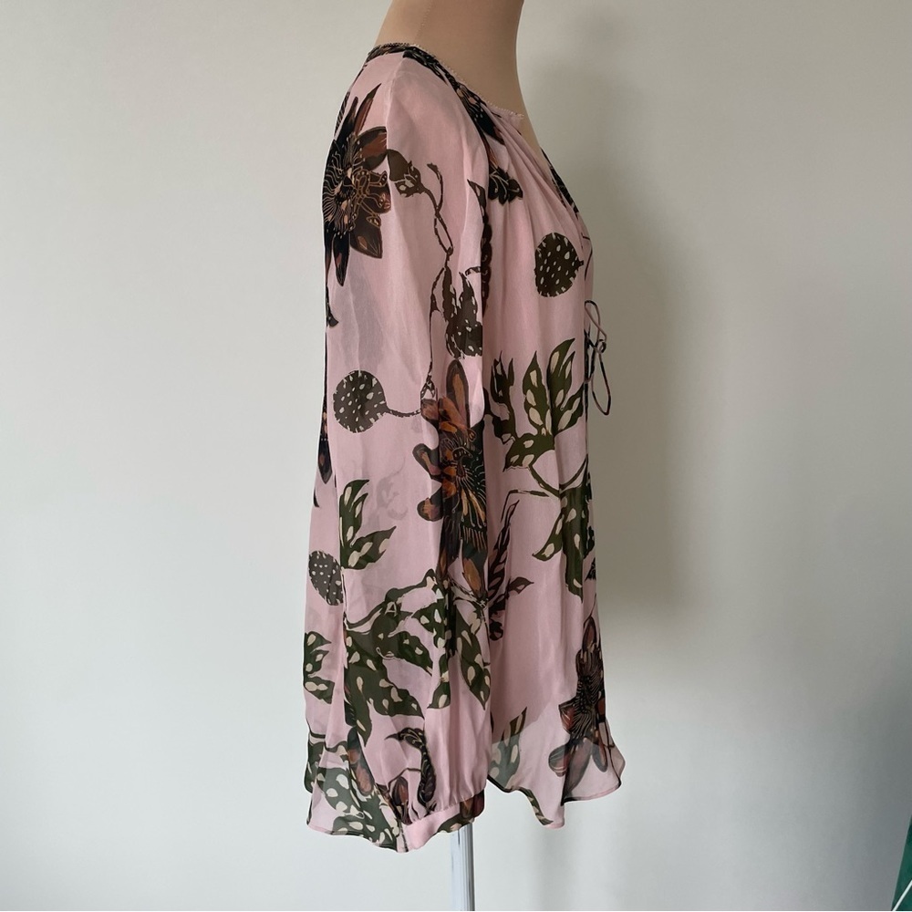 Dorothee Schumacher Pink Powerful Flora Floral Print Silk Long Sleeve Blouse EUC - Picture 2 of 9